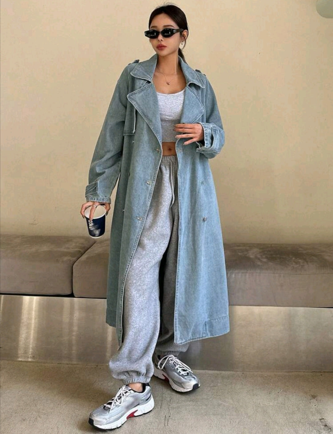 Oversized Long denim jacket