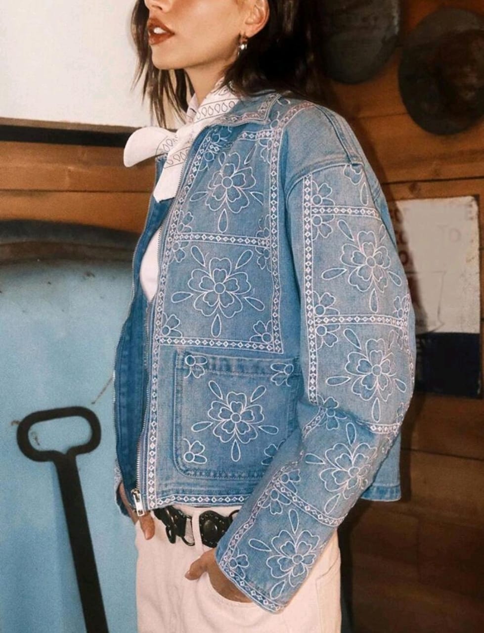 Embroidered denim jacket