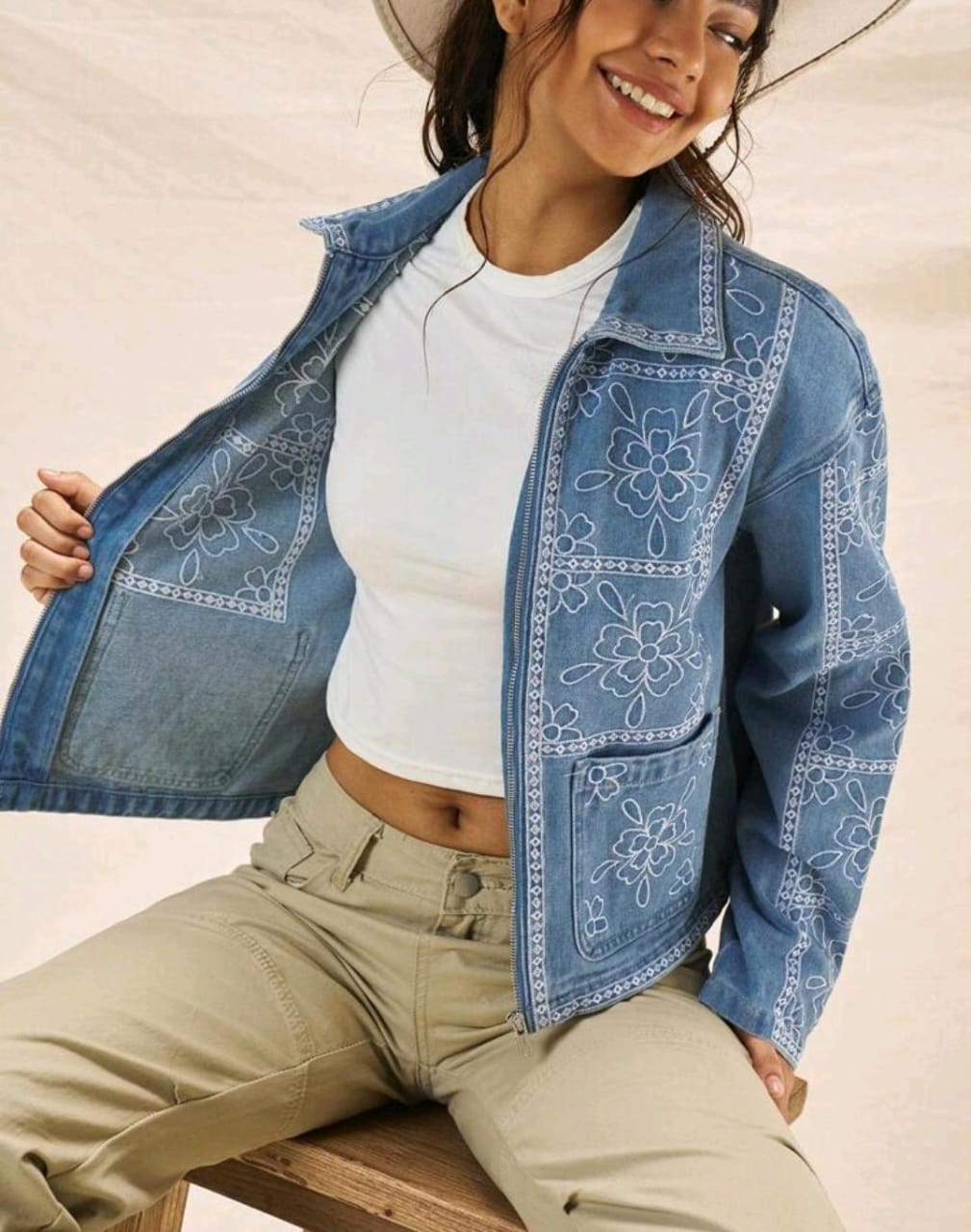Embroidered denim jacket