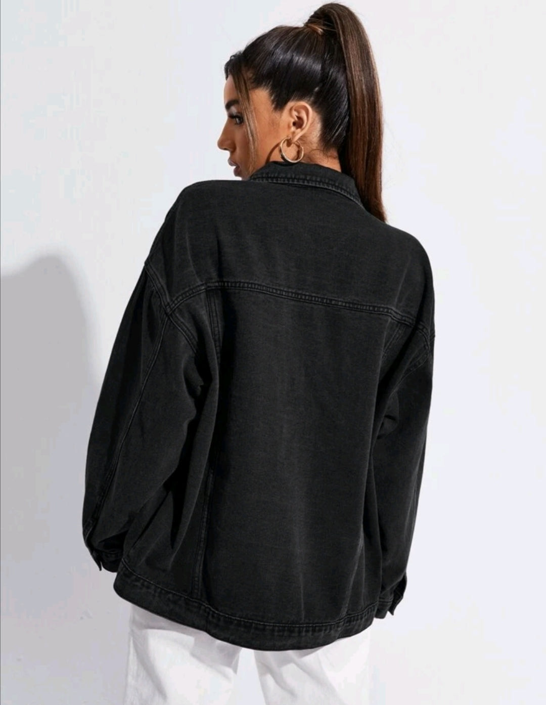 BLACK DENIM JACKET- OVERSIZED