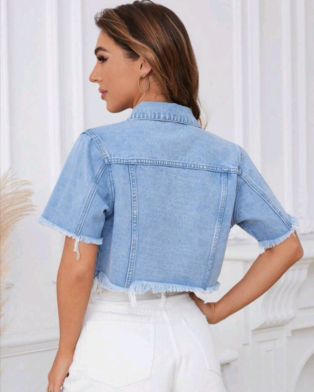 Denim short sleeve jacket