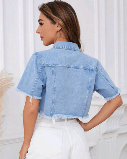 Denim short sleeve jacket