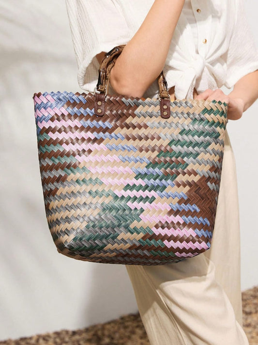 Bohemian Straw Tote Bag