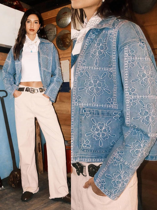 Embroidered denim jacket