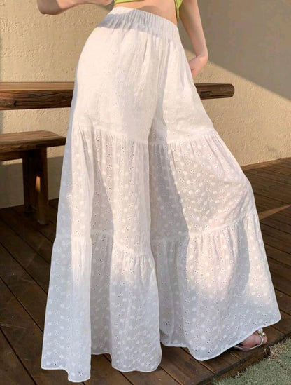 Cotton embroidered pants