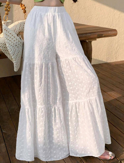 Cotton embroidered pants