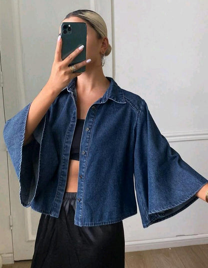 Oversized denim shirt