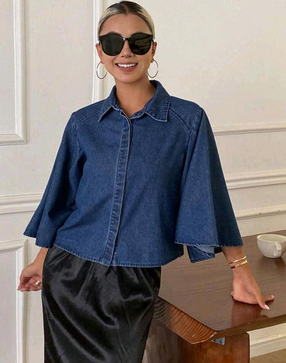 Oversized denim shirt