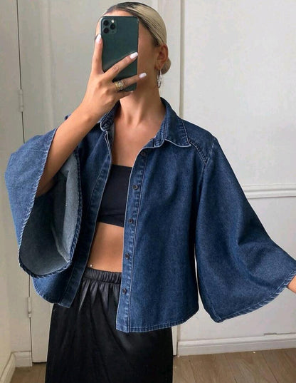 Oversized denim shirt