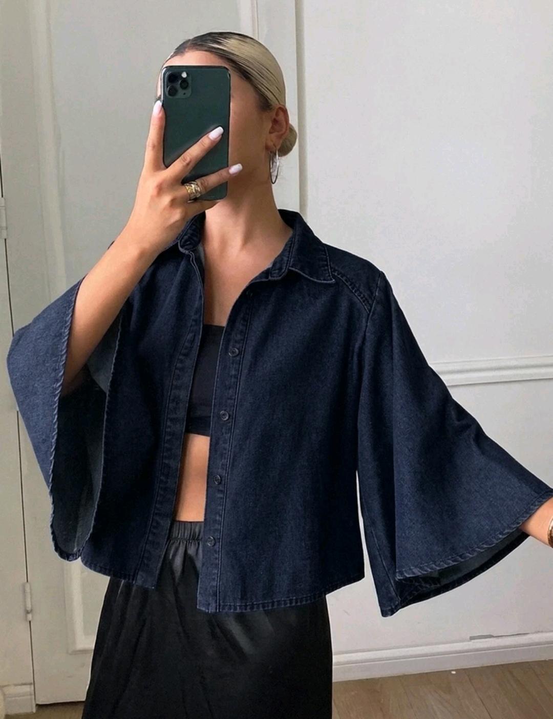 Oversized denim shirt